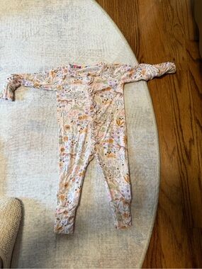Magnetic Me Soft Floral Ruffle One-Piece Pajamas - Pink